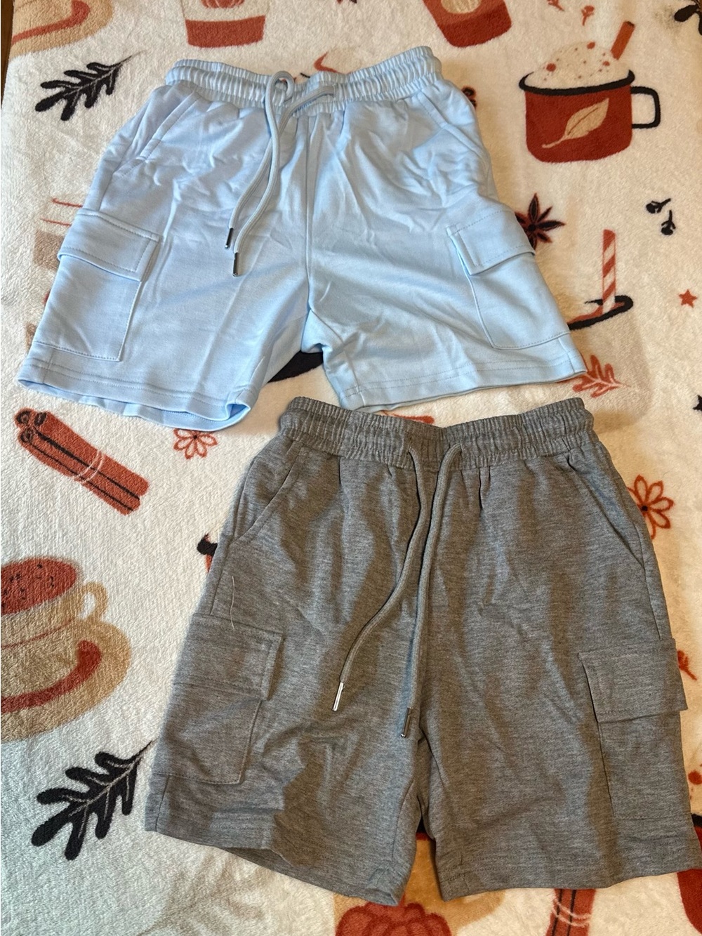Men's Cargo Sweat Shorts - Light Blue & Gray